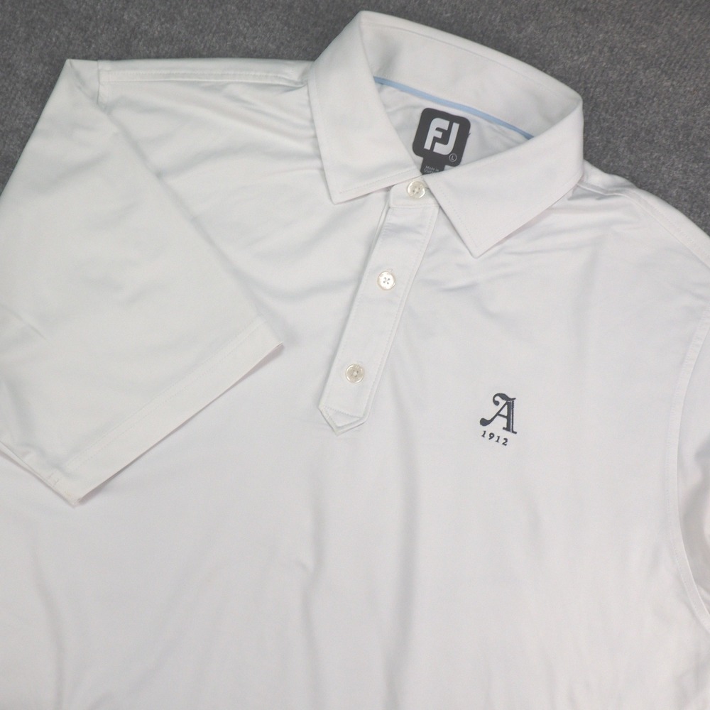 FootJoy Polo Mens Large White Solid Performance Golf Shirt FootJoy Logo